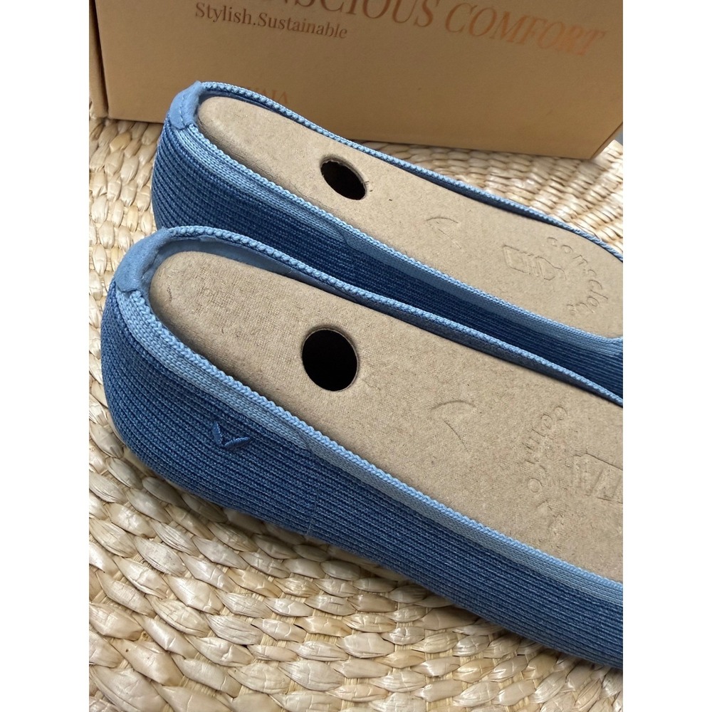 VIVAIA Blue Knit Flats Square Toe Comfort Sustainable Slip-On  EU/39 US/8 - Picture 6 of 15